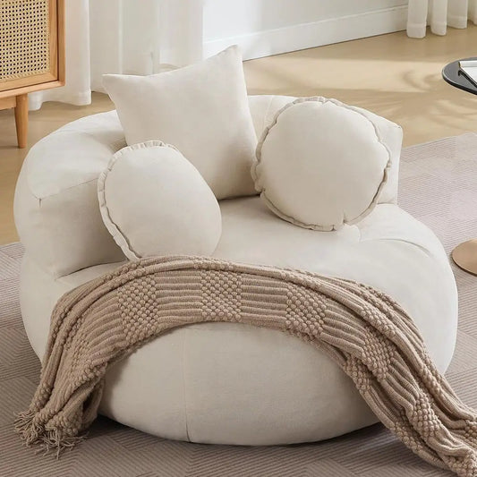 Round Fabric Barrel Chair with Cushion Set