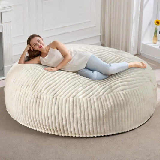 Striped Bean Bag Chair Round Shape