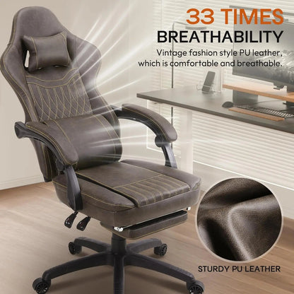 High-Back Executive Gaming Office Chair with Armrests and Rolling Base