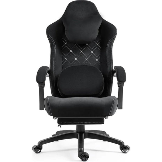 Ergonomic Gaming Chair with Lumbar Cushion and Rolling Base