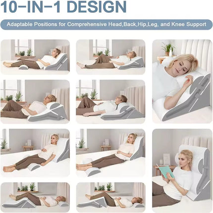 Adjustable Wedge Pillow Set for Sleep & Back Support (3-Piece Comfort System)